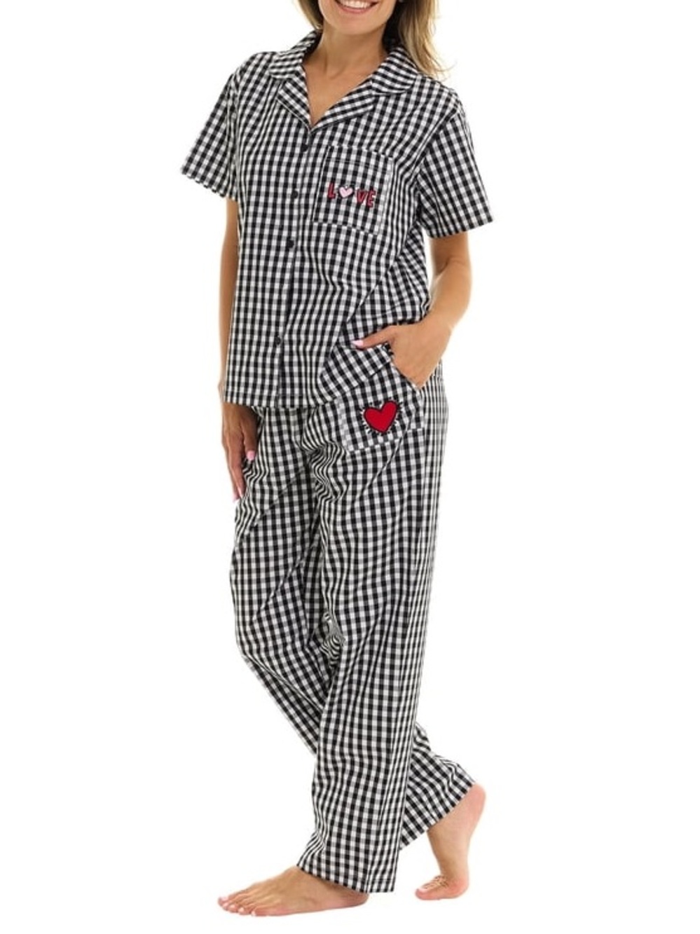 Keith Haring Women's Iconic Embroidered Art Cotton Pajamas Set